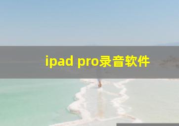 ipad pro录音软件